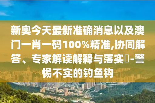 新奧今天最新準(zhǔn)確消息以及澳門一肖一碼100%精準(zhǔn),協(xié)同解答、專家解讀解釋與落實(shí)?-警惕不實(shí)的釣魚鉤